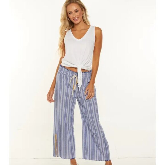 Frayed Beach Pant with Side Slit - Picture 1 of 2